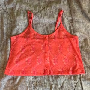 Pink button up crop top